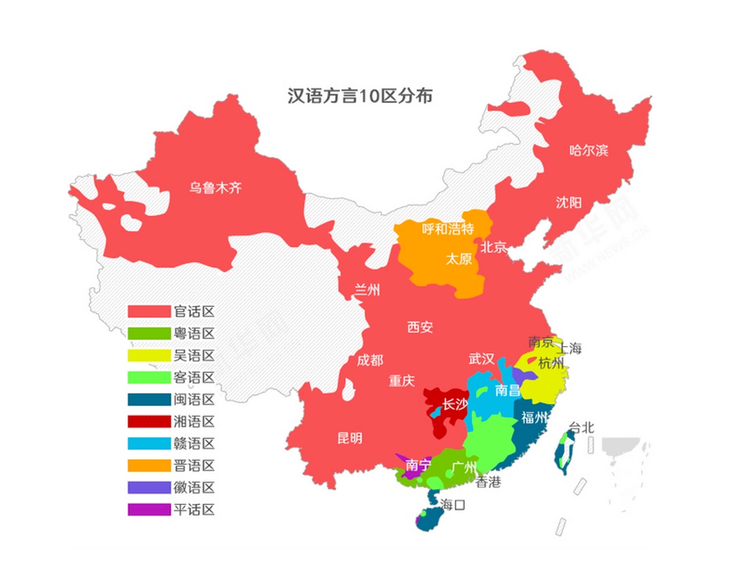 China's top ten dialect areas